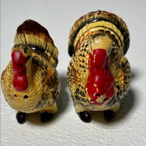 Vintage Turkeys Japan Porcelain Hand Painted Salt and Pepper shakers Made Japan